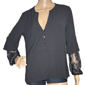 Avec Les Filles black lace sleeve top, NWT, medium